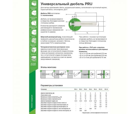 Универсальный дюбель Партнер PRU 8 60 шт. 826039 – изображение 2