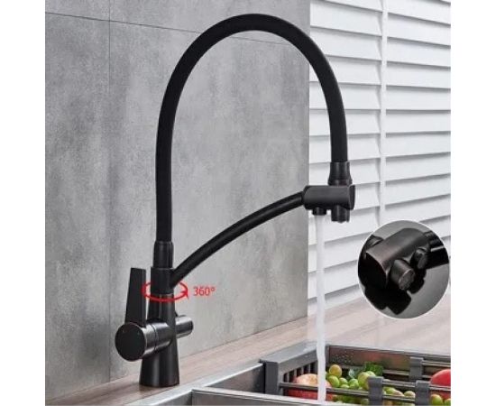 Смеситель для кухни MATRIX Filter SMF-323357/BZ 40 мм, 2 в 1, черный, с дополнительным краном для питьевой воды 0369 – изображение 2