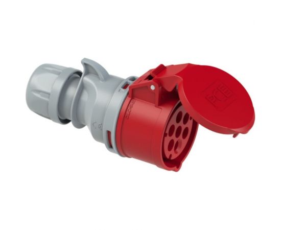 Кабельная розетка PCE 7-ми контактная 16А 380V 6P+E IP44 с никелированными контактами 217-6v – изображение 2