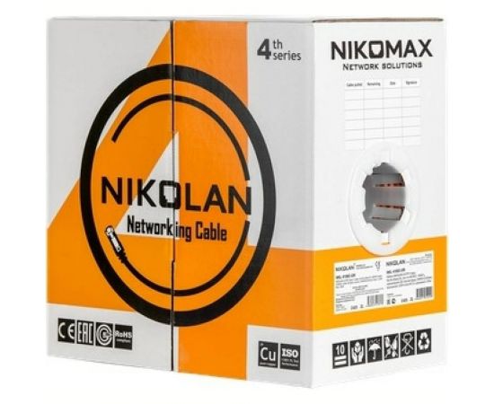 Кабель NIKOMAX, U/UTP 4 пары, категория 5e, одножильный, медный, 0,50 мм, внутренний/внешний, LSZH, -40C, черный, 305м NKL 4100C-BK – изображение 2