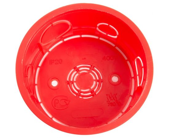 Монтажная коробка STEKKER EBX30-01-1-20-80 для сплошных стен, с крышкой, D80*40мм, IP20, красный (GE41007) 49003 – изображение 2