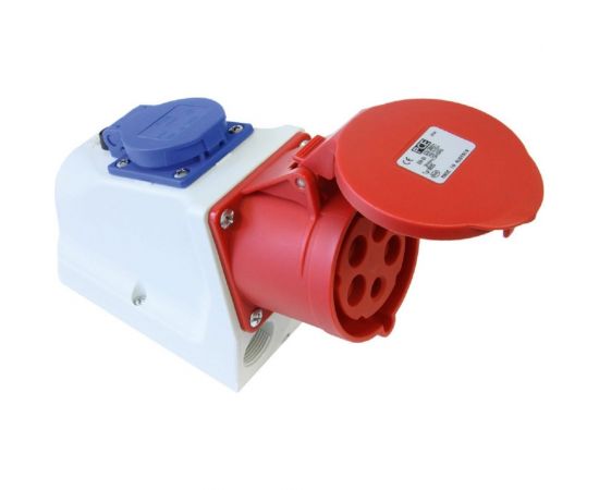 Настенная комбинированная розетка PCE 16А 400V 3P+N+E IP44 9215-6 – изображение 2