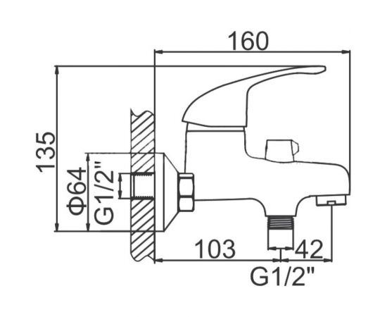 Смеситель для ванны LEDEME короткий излив L3029-B 805714 – изображение 2