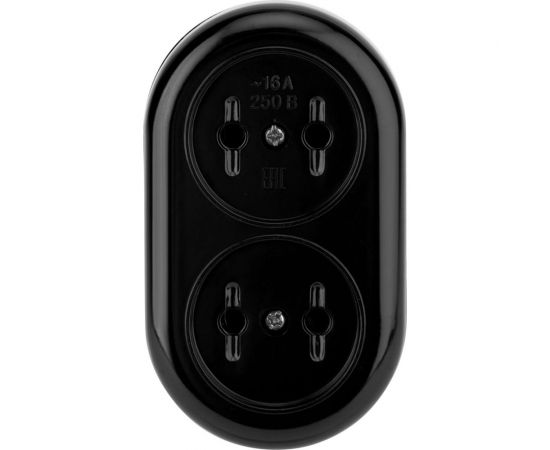 Карболитовая колодка REXANT на 2 гнезда без заземления 16 А черная 11-8981 – изображение 3