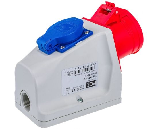 Настенная комбинированная розетка PCE 16А 400V 3P+N+E IP44 9215-6 – изображение 3