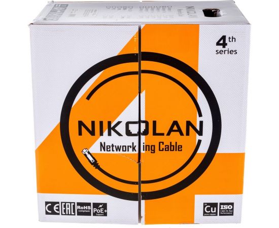 Кабель NIKOMAX, U/UTP 4 пары, категория 5e, одножильный, медный, 0,50 мм, внутренний/внешний, LSZH, -40C, черный, 305м NKL 4100C-BK – изображение 3