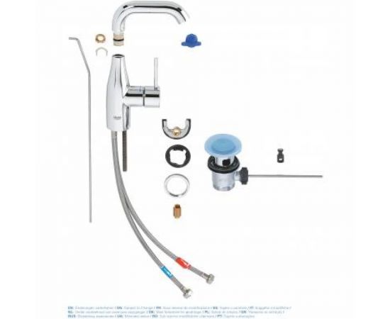 Смеситель для раковины Grohe Essence New однорычажный, U-излив, со сливным гарнитуром 23462001 – изображение 4