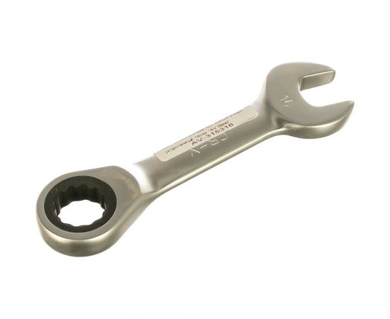 Комбинированный трещоточный укороченный ключ AV Steel 16мм шт AV-315316 – изображение 4