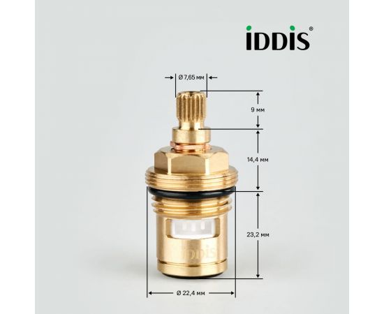 Керамическая кран-букса IDDIS 180° 20 зубцов G 1/2" M24 h=46 мм 998CR461SM – изображение 6