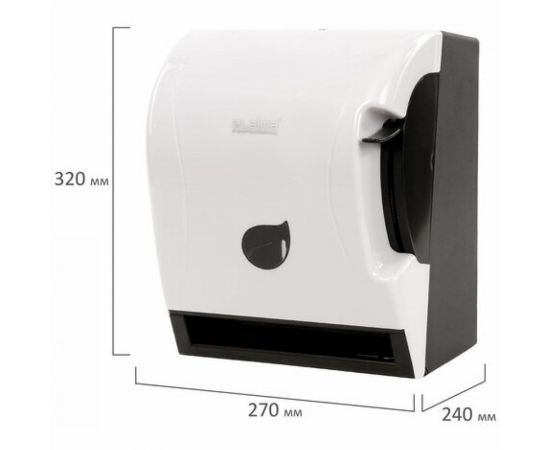 Диспенсер для полотенец в рулонах ЛАЙМА PROFESSIONAL ECO Н1 механический, с рычагом, белый 606549 – изображение 7