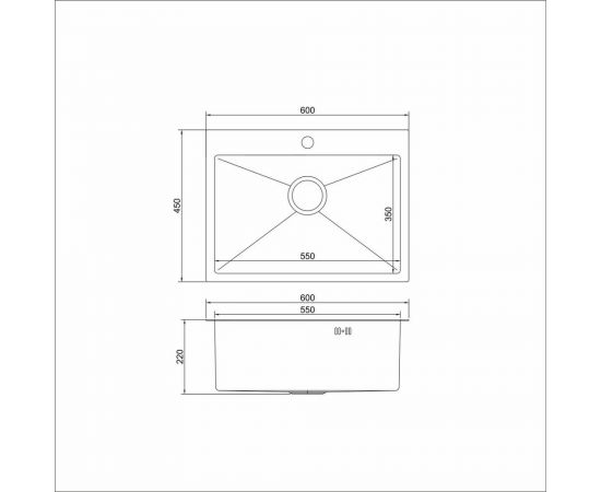 Настольная мойка MIXLINE PRO 60x45, 3 мм, выпуск 3 1/2, 22 см, с сифоном, черный графит 547236 – изображение 7
