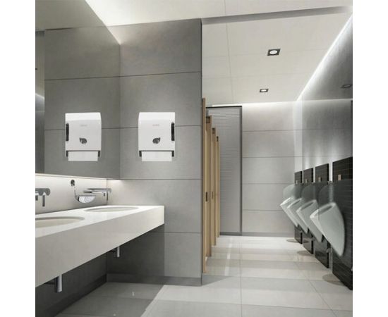 Диспенсер для полотенец в рулонах ЛАЙМА PROFESSIONAL ECO Н1 механический, с рычагом, белый 606549 – изображение 8