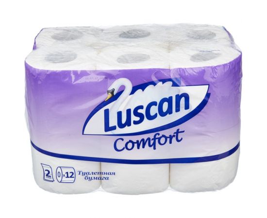 Туалетная бумага Luscan Comfort 2 слоя, белая, 12 рулонов 671744 