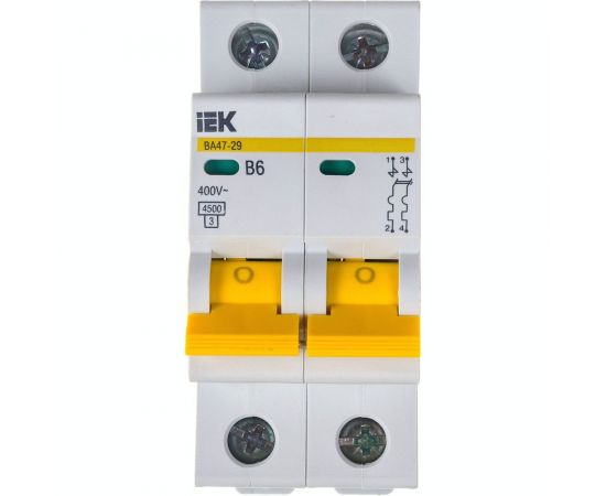 Автоматический выключатель IEK ВА47-29 2Р 6А 4,5кА х-ка В MVA20-2-006-B 