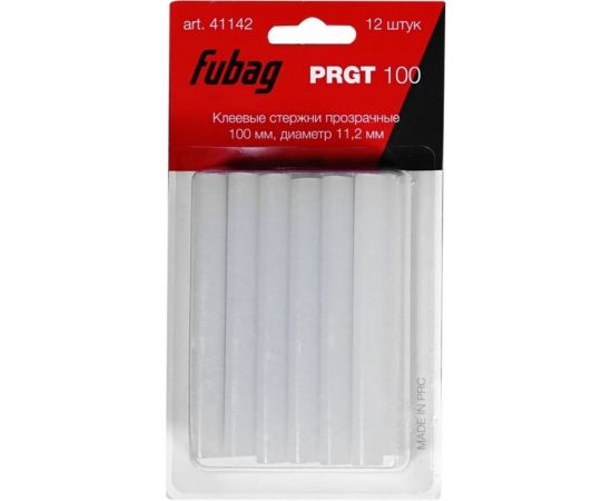 Клеевые стержни прозрачн��е PRGT 100 (12 шт; 100 мм; 11.2 мм) FUBAG 41142 