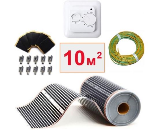 Плёночный электрический тёплый пол ТеплоСофт 10м.кв. с терморегулятором плёнка 10м.кв. 