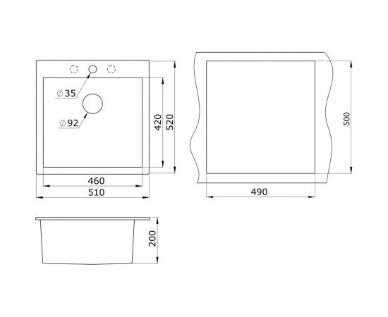Кухонная кварцевая мойка GRANULA GR-5102 алюминиум – изображение 2