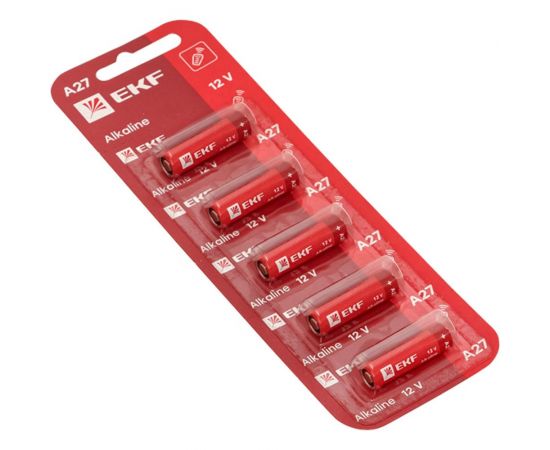 Алкалиновая батарейка EKF типа А27 для сигнализаций блистер 5шт. A27-BL5 – изображение 2
