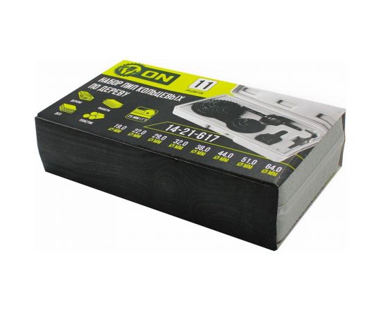 Набор пил кольцевых в кейсе 19-64 мм, 11 предметов, 19, 22, 29, 32, 38, 44, 51, 64 мм On 14-21-617 – изображение 2