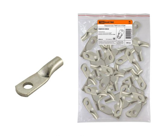 Наконечник TDM медный луженый ТМЛ 6-6-4 ГОСТ 7386-80 10 штук/упаковка SQ0533-2003 – изображение 2