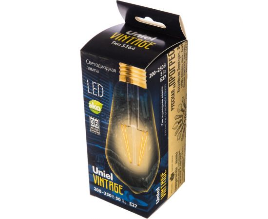 Светодиодная лампа Uniel GLV22GO Vintage. конус, золотистая колба LED-ST64-5W/GOLDEN/E27 UL-00002360 – изображение 2