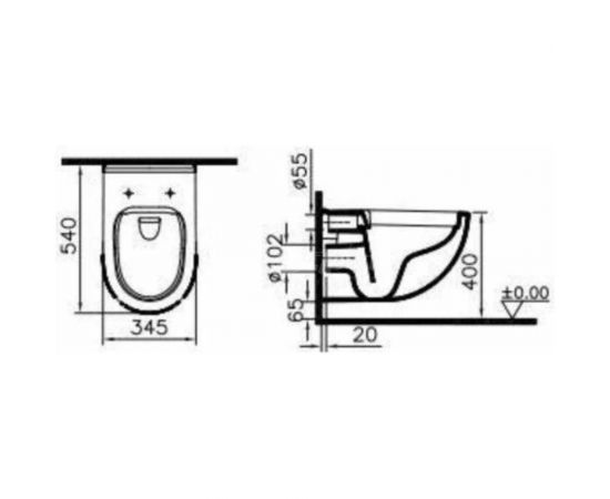 Комплект: безободковый подвесной унитаз, тонкое сиденье, инсталляция и кнопка Vitra S40 дюропласт с микролифтом 9860B003-7200 – изображение 2