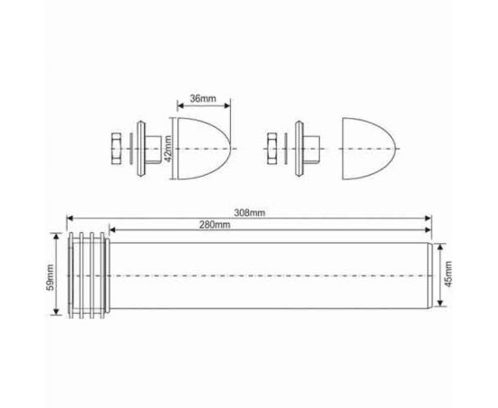 Соединительный патрубок McAlpin d45-308 мм пластик (для инсталляций) FP45R – изображение 2