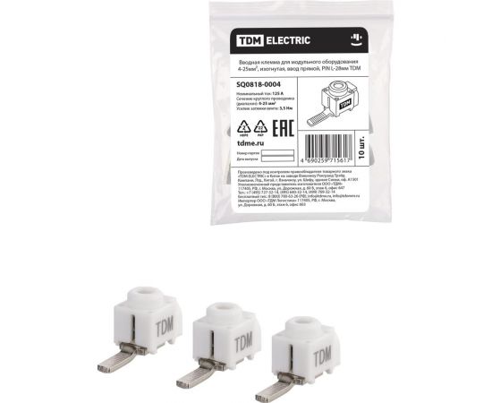 Вводная клемма для модульного оборудования TDM 4-25мм, изогнутая, ввод прямой, pin l-28мм SQ0818-0004 – изображение 4