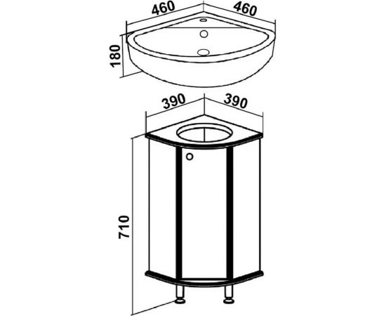 Тумба RUNO БРАВО 40 угловая под умывальник Элегия 00000000947 – изображение 5