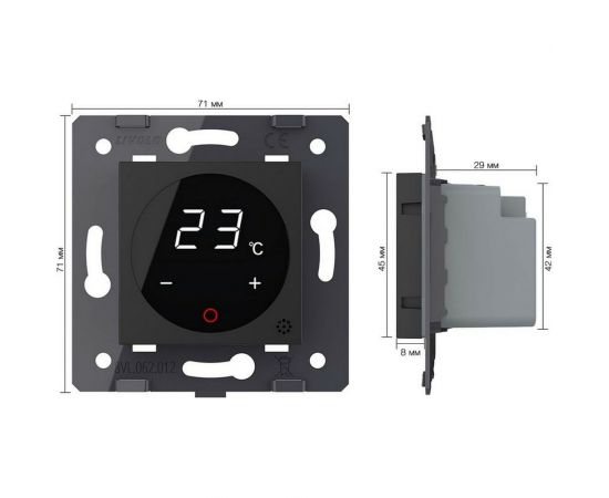 Сенсорный терморегулятор пола LIVOLO с внешним датчиком, черный (механизм) VL-FCQ1-2BPS72 – изображение 5