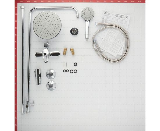 Смеситель Rossinka для душа с регулируемой высотой штанги и лейкой Тропический дождь B35-45 – изображение 5