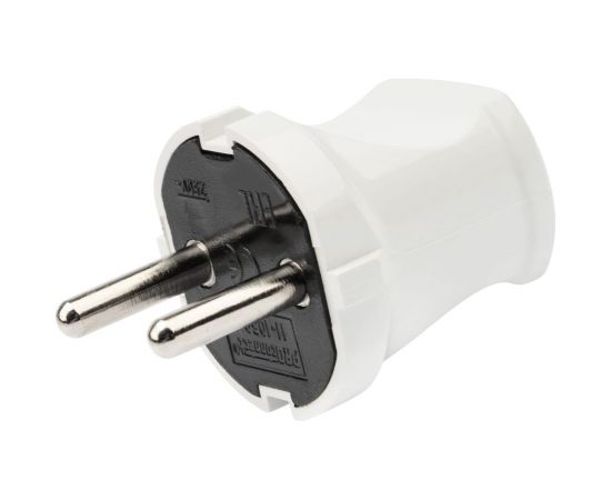 Прямая вилка REXANT без заземления 6А белая 11-8933 