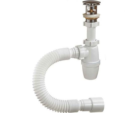 Бутылочный сифон ORIO 1 1/4x40 с металлическим выпуском клик-клак, с гибкой трубой 40-40/50 А-3203 