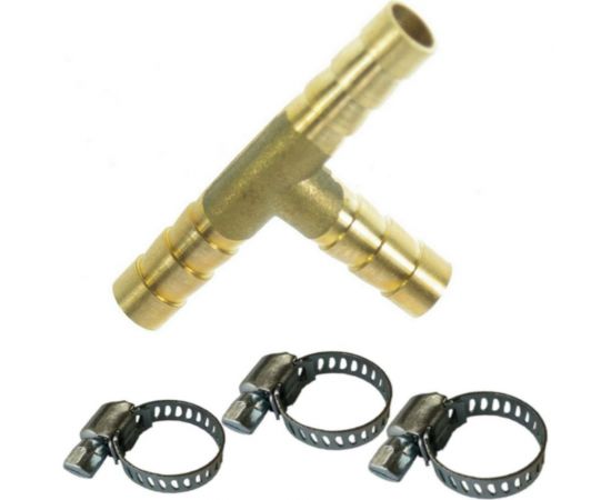 Наконечник латунный Т-образный 10 мм + 3 хомута Профитт 4823532 