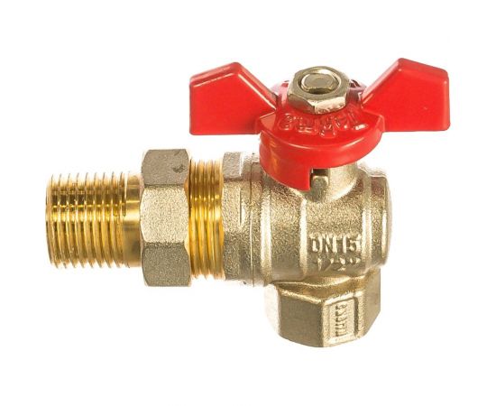 Шаровой кран Terma RED 1/2 угловой с американка 26153 