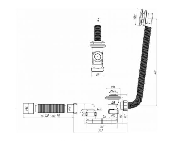 Сифон для ванны АНИ пласт клик клак 1 1/2"х40 EC055S – изображение 2
