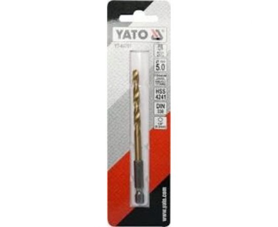 Сверло по металлу HSS-TiN 5.0 мм с хвостовиком HEX1/4 YATO YT-44761 – изображение 3