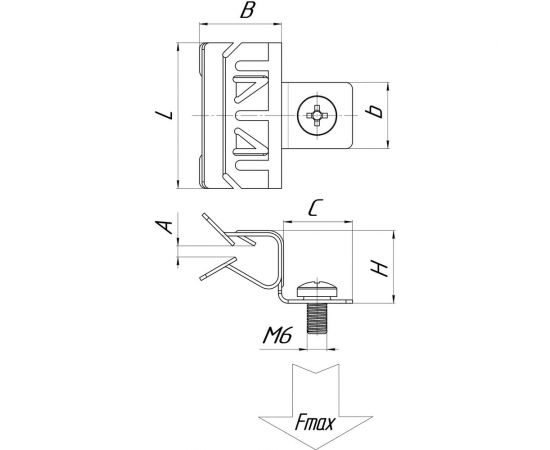 Балочный зажим УМС 2-7 мм с отгибом и винтом М6х9 25 шт. BZ-2-7-V6-10-G – изображение 4