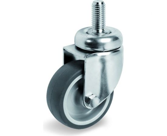 Колесо поворотное (60 мм; 60 кг; серая резина/полипропилен; штырь с резьбой M12) Tellure rota 386202 