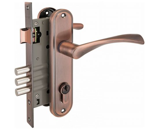 Врезной замок с ручками Аллюр 103/3 AC старая медь 5960 