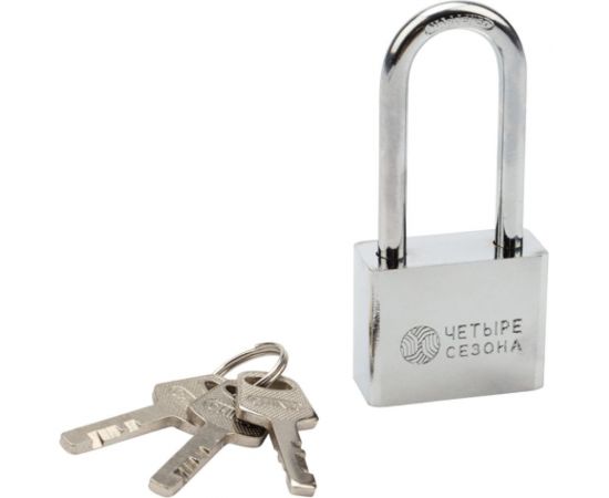 Навесной замок ЧЕТЫРЕ СЕЗОНА серия Сталь, 40 мм, длинная дужка 79-0044 