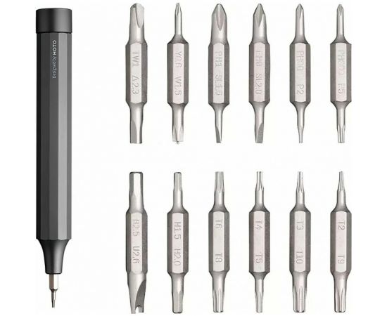 Прецизионная отвертка HOTO с 24 битами в комплекте, графит QWLSD004 