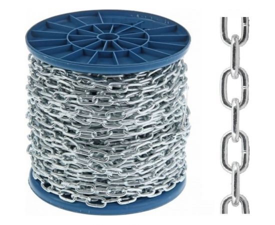 Короткозвенная цепь МЕТАЛЛСЕРВИС DIN 766, 4 мм, оцинкованная, 40 м 1227103 