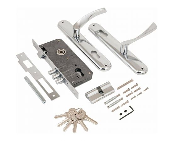 Врезной замок с ручками Аллюр 0203 CP хром 1016 – изображение 2