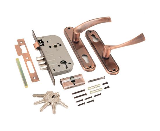 Врезной замок с ручками Аллюр 103/3 AC старая медь 5960 – изображение 2