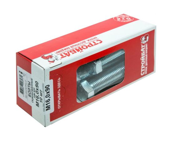 Болт Стройбат DIN 933 М16x 90 белый цинк 10 шт 272671 – изображение 2