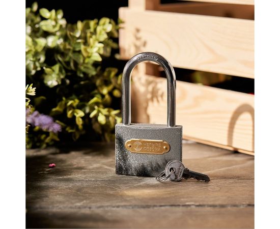 Навесной замок ЧЕТЫРЕ СЕЗОНА Чугун 75 мм, длинная дужка 79-0027 – изображение 5