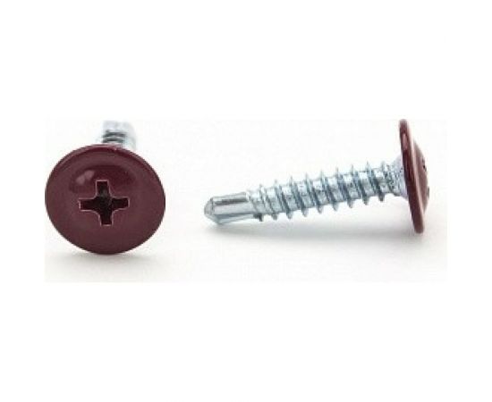 Саморезы с пресс-шайбой Госкреп со сверлом, 4.2х19 мм, красные, RAL3005, 30 шт. 1-0017500 