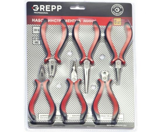 Набор инструментов мини Ladina GREPP авторазжим, двухкомпонентная рукоятка, 6 предметов 205-136 