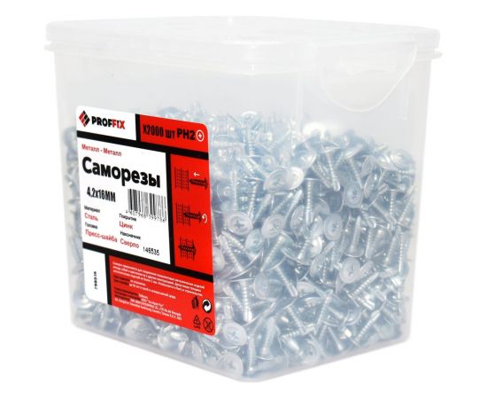 Усиленный саморез PROFFIX СММ св 4,2х16 2000 шт - ведро 146535 – изображение 2